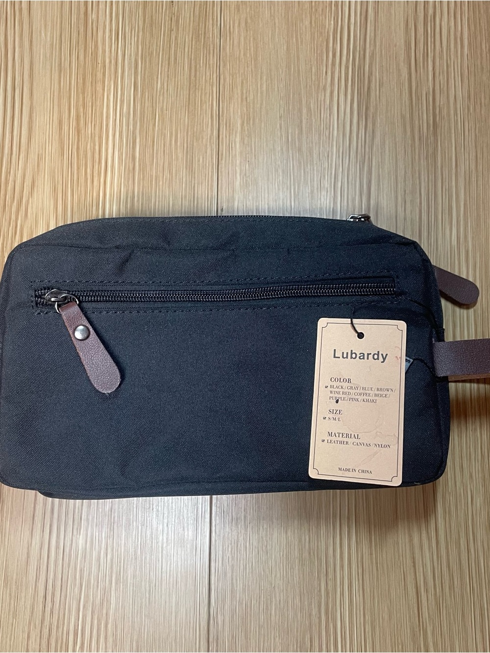 Lubardy Men's Travel Toiletry Bag NWT Black Canvas Wash Bag Doppler Kit